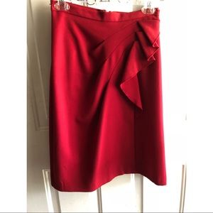 Red Pleated Ruffle Skirt